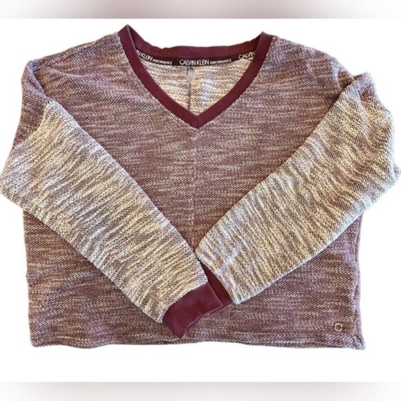 Calvin Klein Performance V Neck Heathered Lounge Active Sweater 1X - Picture 2 of 8